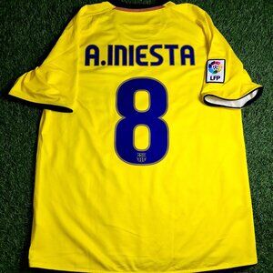 Iniesta Barcelona INIESTAZO TREBLE 2008 2009 Soccer Away Jersey Shirt M